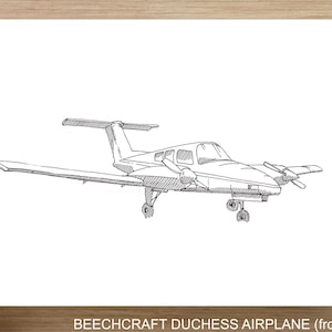 BEECHCRAFT DUCHESS AIRPLANE - Twin Engine, Plane, Fly, Travel, Flight, Ink Drawing, Line Drawing, Art, Print, Drawn There