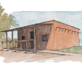 PIONEER JAILHOUSE - Arizona Pioneer Living History, Sheriff, Wild West, Ink and Watercolor, Painting, Drawing, Sketchbook, Drawn There