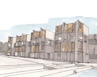 SALK INSTITUTE - La Jolla, San Diego, California, Science Research, Louis Kahn, Architecture, Drawing, Watercolor, Painting, Drawn There