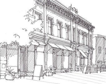 FORT COLLINS, Colorado - Historic Downtown, Urbansketcher, Shops, Architecture, Main Street, Drawing, Sketchbook, Art, Print, Drawn There