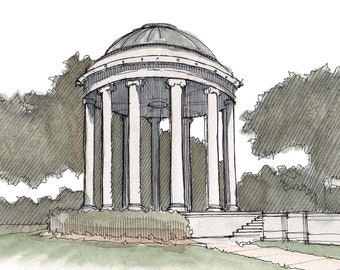 CITY PARK PAVILLION in New Orleans - Popp Banstand, Classical Architecture, Rotunda, Drawing, Watercolor Painting, Art, Drawn There