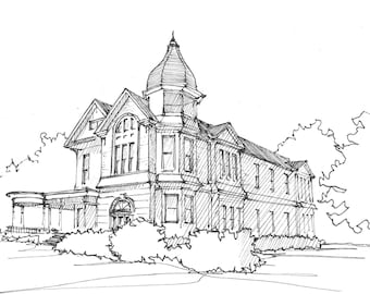 MAGNOLIA MISSISSIPPI MANSION - Historic House, Architecture, Small Town, Pen and Ink, Drawing, Sketchbook, Art, Print, Drawn There