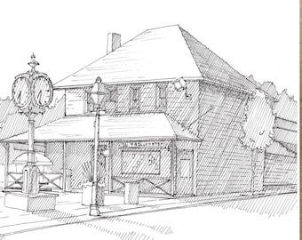 TROLLEY STOP DELI  - Hatfield, Pennsylvania, Small Town, Pen and Ink, Drawing, Art, Sketchbook, Architecture, Drawn There