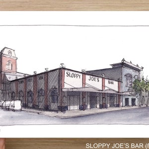 SLOPPY JOES BAR - Key West, Florida, Duval Street, Urbansketcher, Ink & Watercolor Plein Air Painting, Drawing, Sketchbook, Art, Drawn There