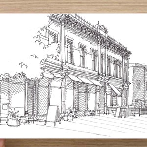 FORT COLLINS, Colorado - Historic Downtown, Urbansketcher, Shops, Architecture, Main Street, Drawing, Sketchbook, Art, Print, Drawn There