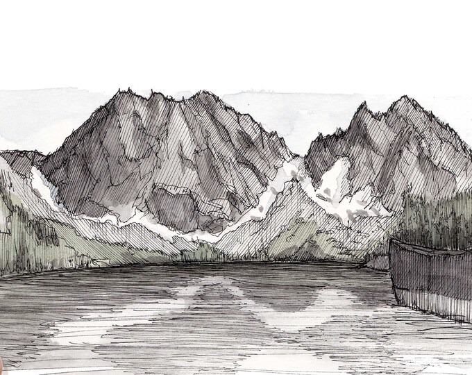 THE ENCHANTMENTS Colchuck Lake - Mountains, Hiking, Outdoor, Landscape, Drawing, Ink, Watercolor, Painting, Sketchbook, Art, Drawn There