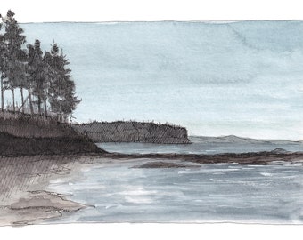 SALT CREEK Tide Pool - Ocean, Rocky Coast, PNW, Pacific North West, Drawing, Plein Air Watercolor Painting, Art, Plein Air, Drawn There