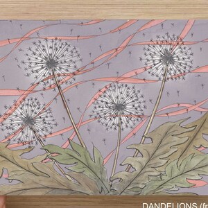 DANDELIONS - Make a Wish, Flowers, Plants, Watercolor Painting, Drawing, Ethereal, Floating, Pink, Purple, Art, Art Print, Drawn There