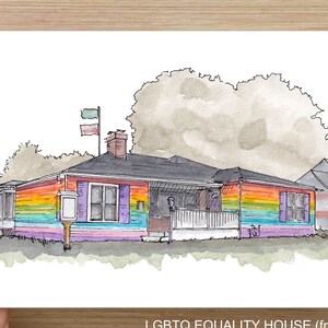 LGBTQ EQUALITY HOUSE - Topeka, Kansas, Rainbow, Gay Pride, Drawing, Watercolor Painting, Urbansketcher Sketchbook, Art, Print, Drawn There