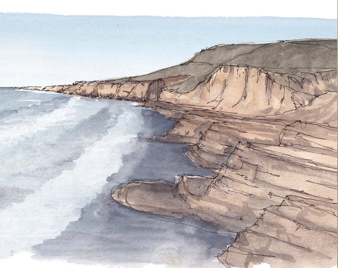 POINT LOMA Tide Pools - San Diego, Ocean, Beach, Cliff, Drawing, Watercolor, Painting, Sketchbook, Art, Print, Drawn There