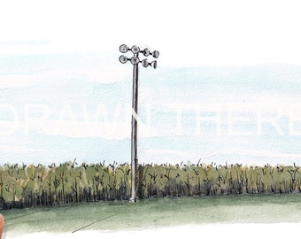 FIELD of DREAMS OUTFIELD - Baseball Field, Iowa, Shoeless Joe, Cornfield, Drawing, Watercolor Painting, Sketchbook, Art, Artist, Drawn There