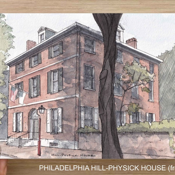 HISTORIC PHILADELPHIA - Hill Physick House, Brick Architecture, Urbansketcher, Ink and Watercolor Painting, Drawing, Art, Drawn There