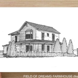 FIELD of DREAMS FARMHOUSE - Baseball Field, Iowa, Shoeless Joe, Architecture, Drawing, Pen and Ink, Sketchbook, Art, Artist, Drawn There