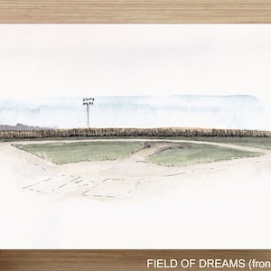 FIELD OF DREAMS - Baseball Field, Iowa, Shoeless Joe, Cornfield, Drawing, Watercolor Painting, Sketchbook, Art, Artist, Drawn There