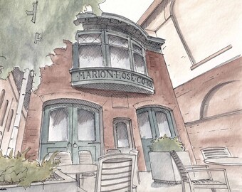 JIM THORPE PENNSYLVANIA - Marion Hose Bar, Lehigh Gorge, Drawing, Urbansketcher, Watercolor Painting, Sketchbook, Art, Print, Drawn There