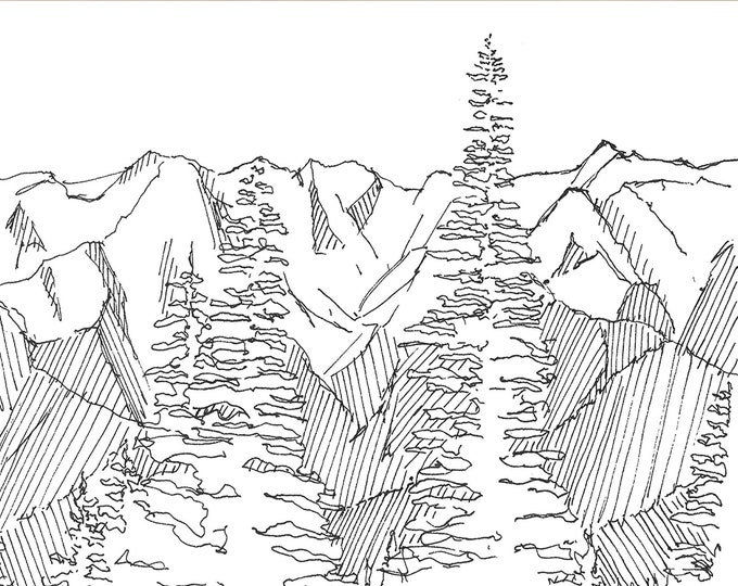 OLYMPIC NATIONAL PARK - Mountain Range, Olympic Range, Landscape, Drawing, Pen and Ink, Sketchbook, Art, Drawn There