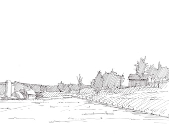 PENNSYLVANIA FARM - Tioga County, Butler Farm, Rural, Barns, Drawing, Pen and Ink, Landscape, Sketchbook, Art, Drawn There