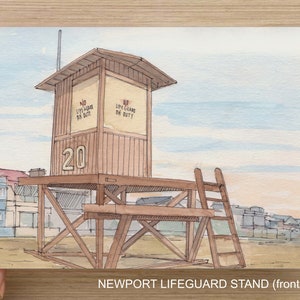 NEWPORT BEACH LIFEGUARD - California, Ocean, Orange County, Beach Patrol, Art Print, Drawing, Pen and Ink, Painting, Watercolor, Drawn There