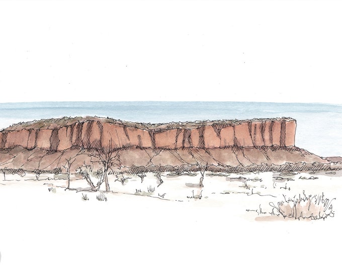 RED ROCK BUTTE near Thoreau, New Mexico - Ink and Watercolor, Drawing, Painting, Sketchbook, Landscape Art, Sketchbook, Drawn There