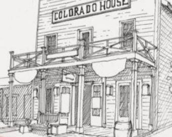 OLD TOWN San Diego, California - Old West, Wild West, Architecture, Colorado House, Pen and Ink, Drawing, Sketchbook, Drawn There