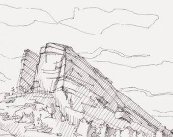 RED ROCKS AMPHITHEATER - Denver, Colorado, Concert Venue, Outdoor Concert, Drawing, Pen and Ink, Line Drawing, Sketchbook, Drawn There