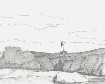YAQUINA HEAD LIGHTHOUSE - Newport, Oregon, Coastline, Ocean, Nautical, Art Print, Drawing, Pen and Ink, Sketchbook, Drawn There
