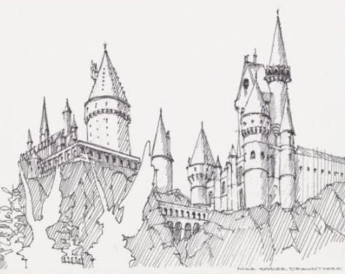 Wizard Castle - Architecture, Fantasy, Drawing, Pen and Ink, Sketch, Art, Print, Gargoyle, Drawn There