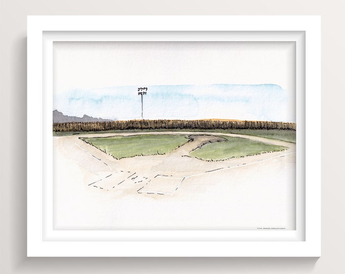 FIELD OF DREAMS - Baseball Field, Iowa, Shoeless Joe, Cornfield, Drawing, Watercolor Painting, Sketchbook, Art, Artist, Drawn There