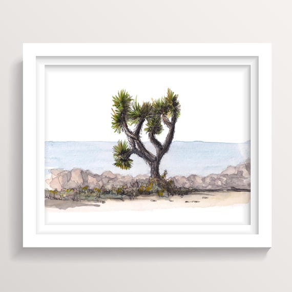 JOSHUA TREE PAINTING - National Park, Landscape, Desert Life, Nature, California, Ink & Watercolor, Drawing, Sketchbook, Drawn There