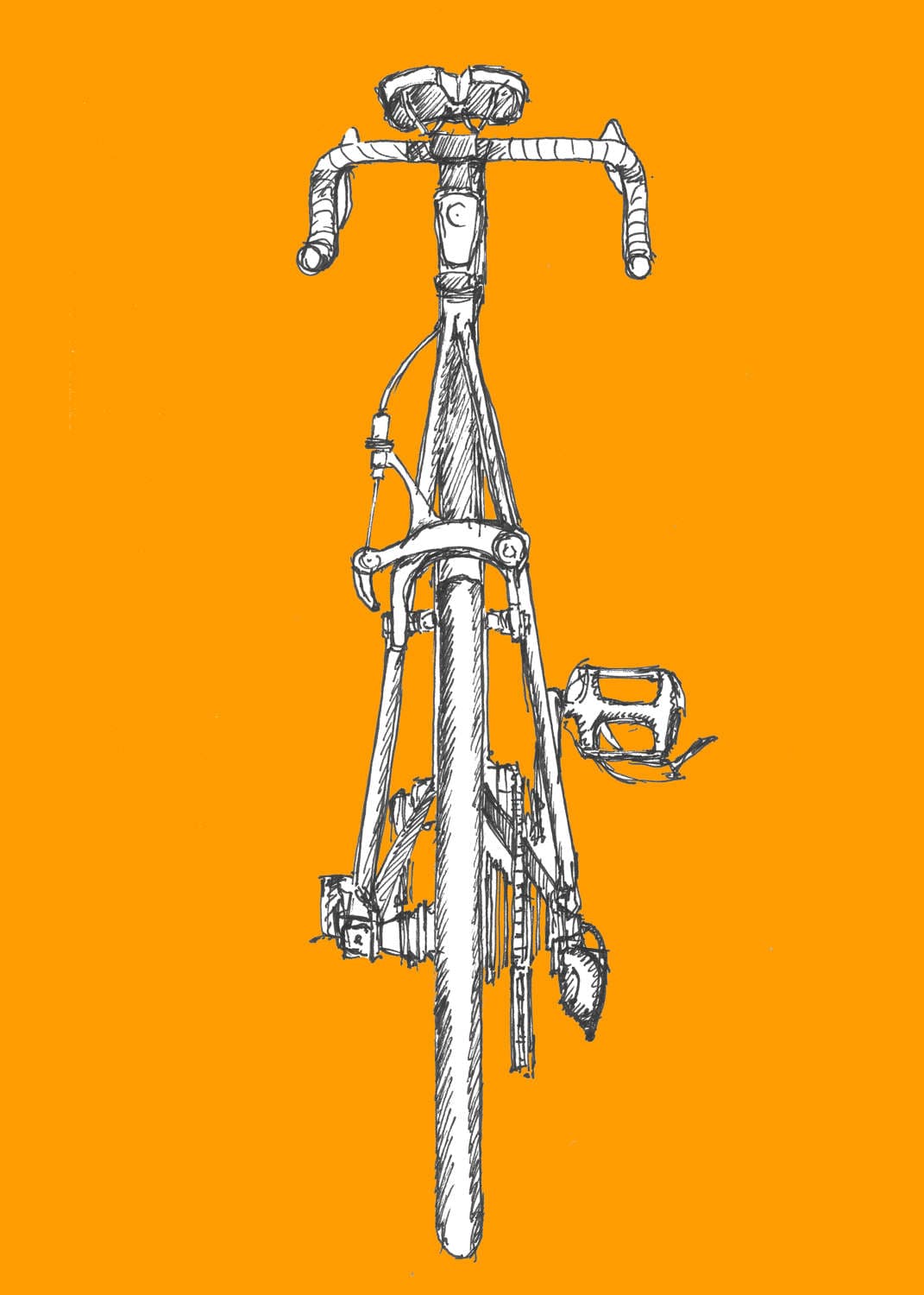 ROAD BIKE Bicycle Ride Trek 1200 Drawing Pen and Ink