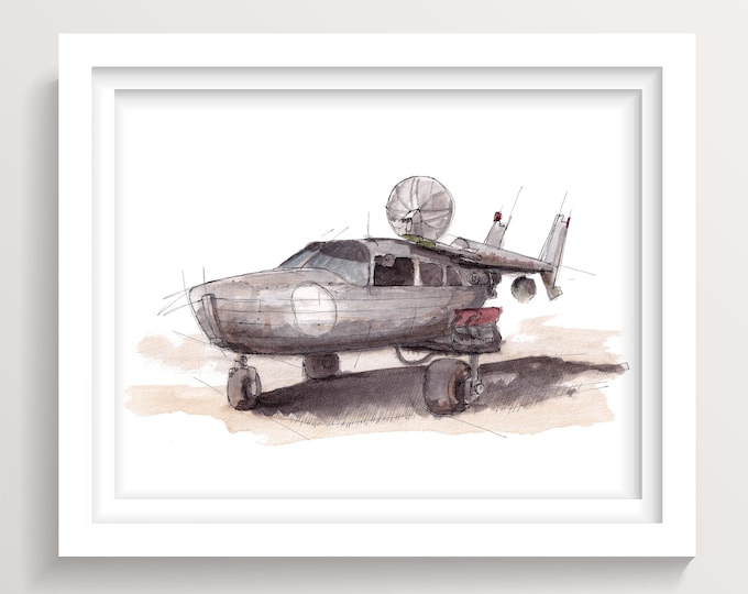 BLACK ROCK CITY 2021 - Playa Plane, Art Car, Steampunk, Ink and Watercolor Painting, Drawing, Art Print, Drawn There