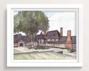 SHEPHERDS RUN WINERY - South Kingstown Rhode Island, Wedding Venue Invitations, Ink and Watercolor Painting, Wall Art, Drawn There
