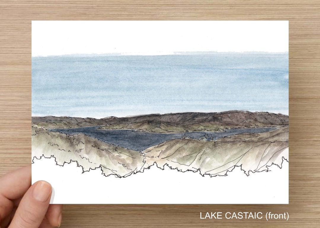 LAKE CASTAIC Ink and Watercolor Drawing Painting Art - Etsy UK