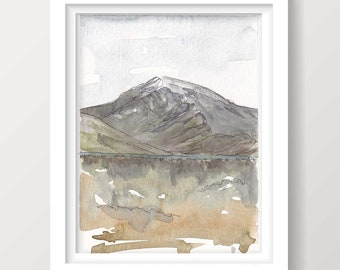 BEN NEVIS MOUNTAIN - Scotland, uk, United Kingdom, Nature Hiking, Ink and Watercolor Painting, Art Print, Drawn There
