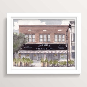 GADSDEN VARIETY e DELI - Gadsden, Alabama, Pittura di architettura ad acquerello, Strada principale, Piccola città, Arte, Disegnata lì