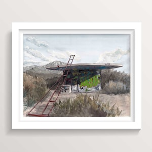GRAFFITI WATER TOWER - Los Angeles Hiking Trail, Ink and Watercolor Landscape Painting, Drawn There