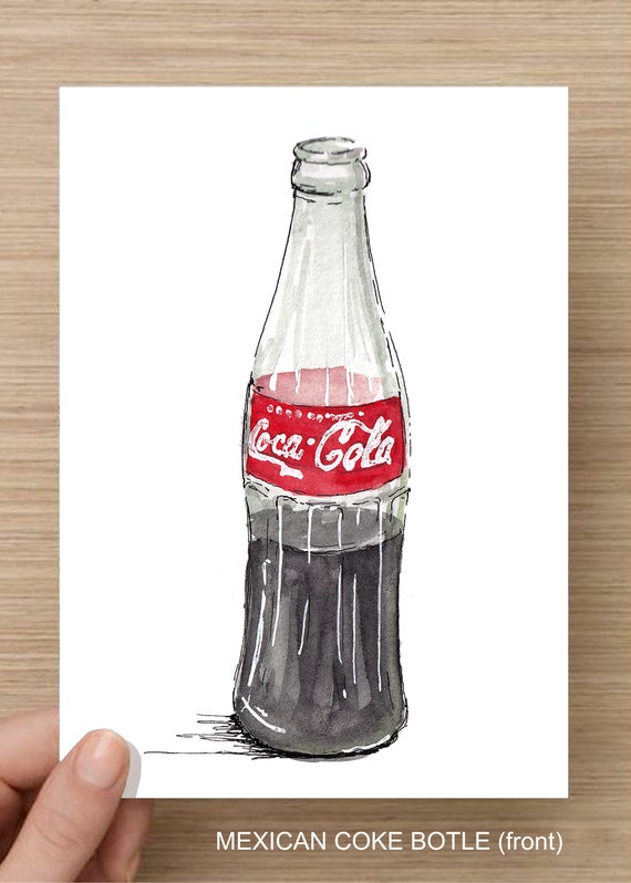 MEXICAN COKE BOTTLE Coca Cola, Green Glass, Soda, Classic, Drawing,  Watercolor Painting, Sketchbook, Art, Print, Drawn There - Etsy Canada