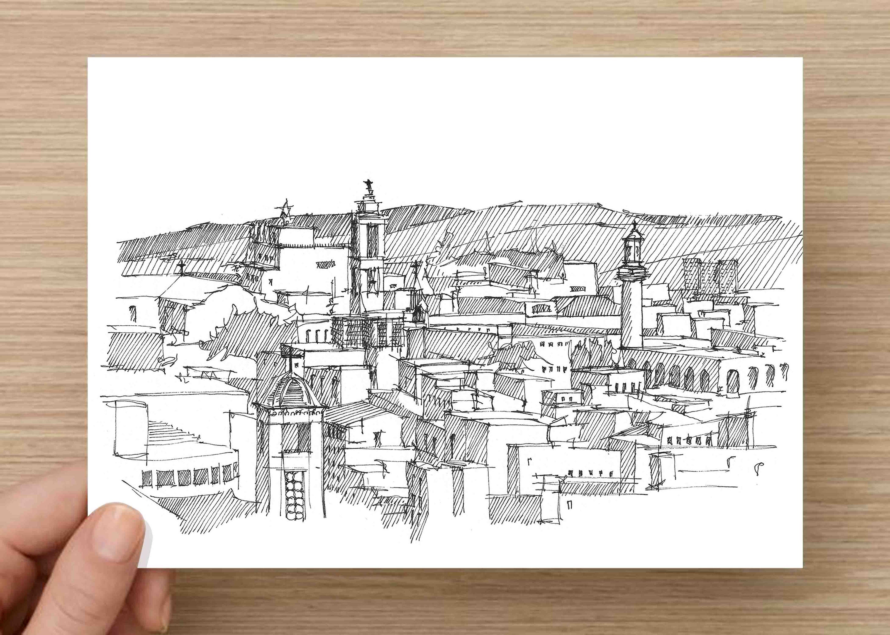 Ink Sketch of Jerusalem skyline - Holy City, Drawing, Art ...