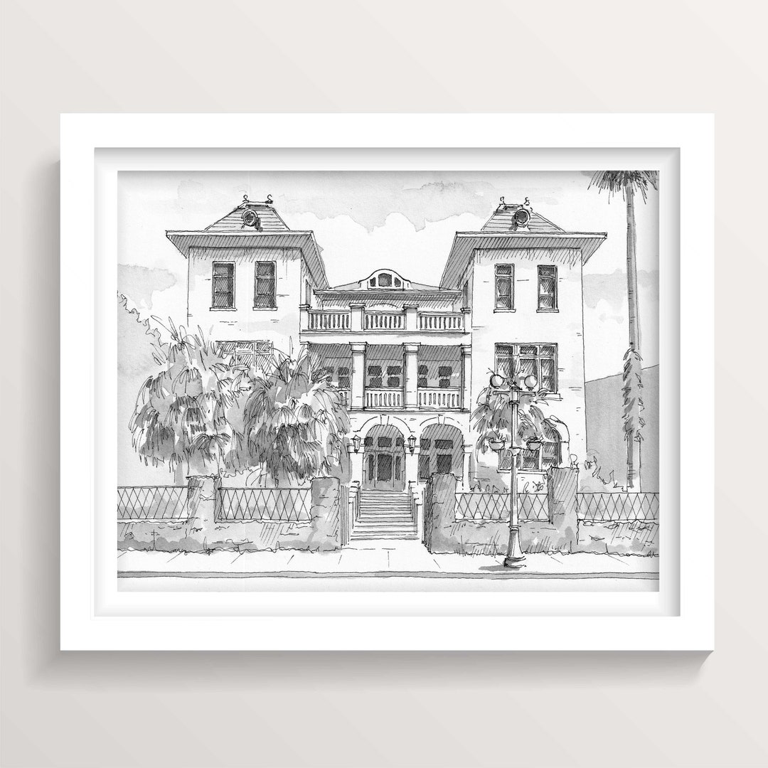 Hotel Havana San Antonio Print – Pen and Ink Architecture Drawing - Etsy