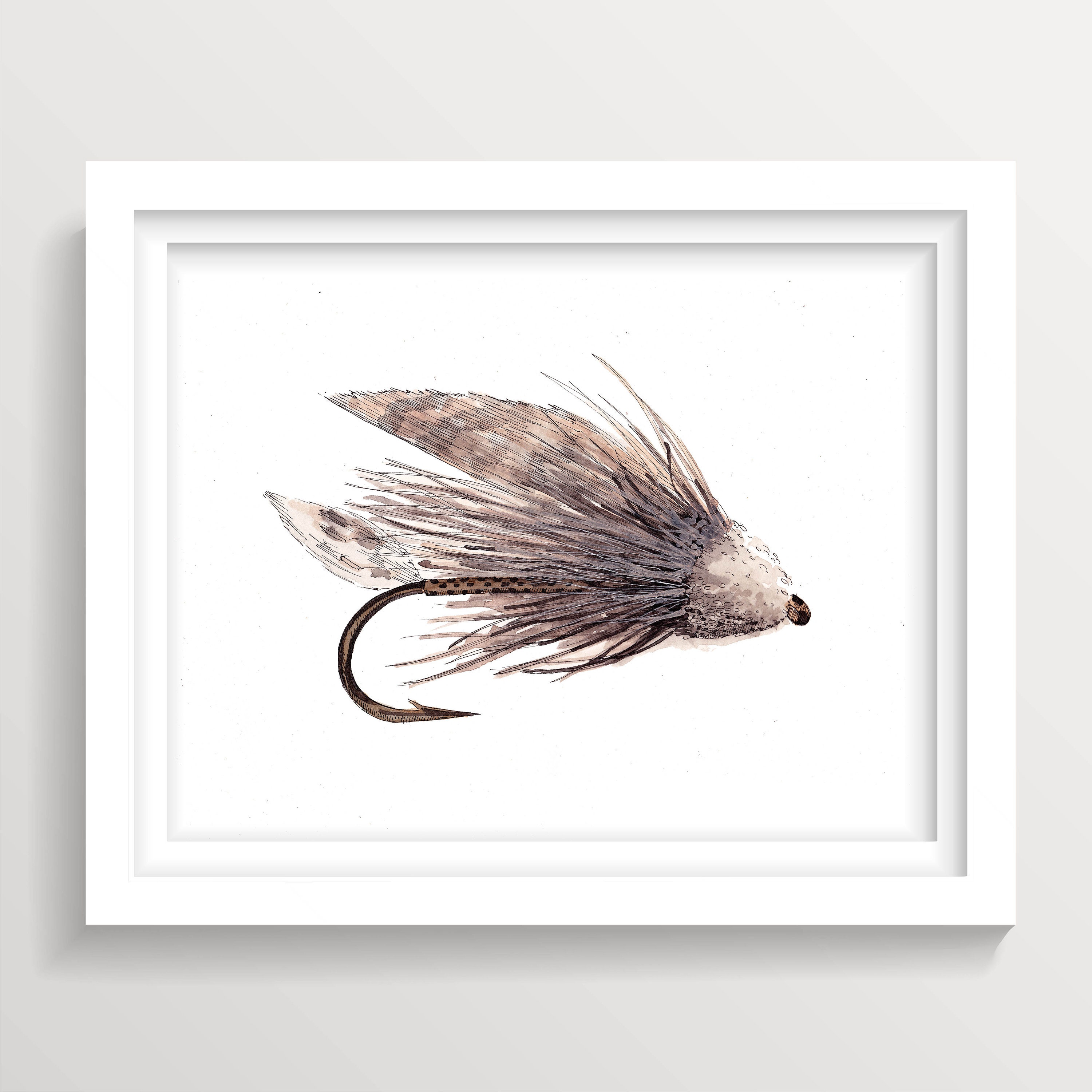 MUDDLER MINNOW FLY - Fly Fishing, Lure, Bait, Freshwater, Ink and Watercolor  Painting, Art, Drawn There