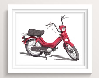 SUZUKI MOPED SCOOTER Vintage, Classic, Yellow, 50cc, Drawing, Watercolor  Painting, Sketchbook, Art, Drawn There 