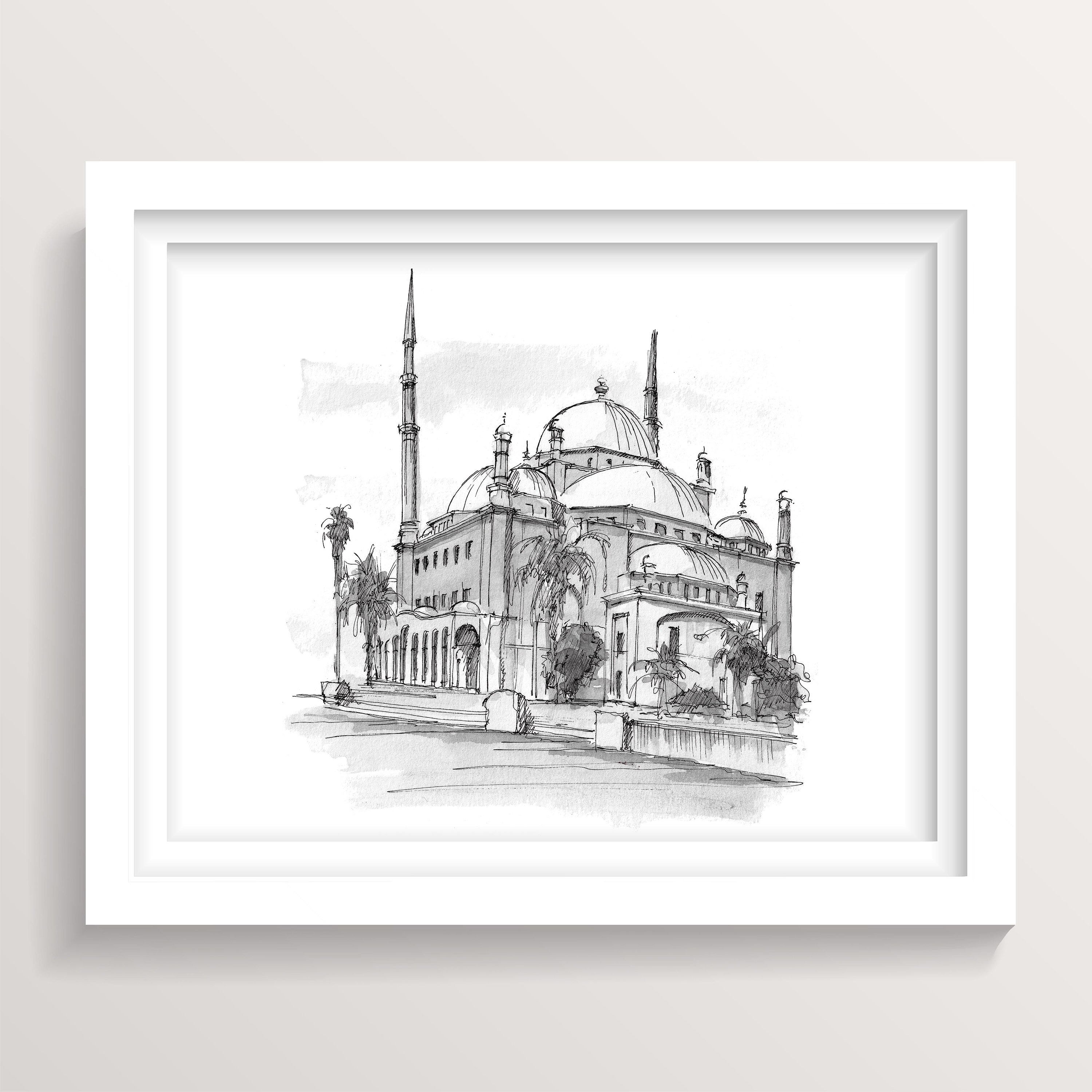 Shiny pencil sketch of sheep and mosque on white background for Islamic  Festival of Sacrifice, Eid-Al-Adha celebration. - Stock Image - Everypixel