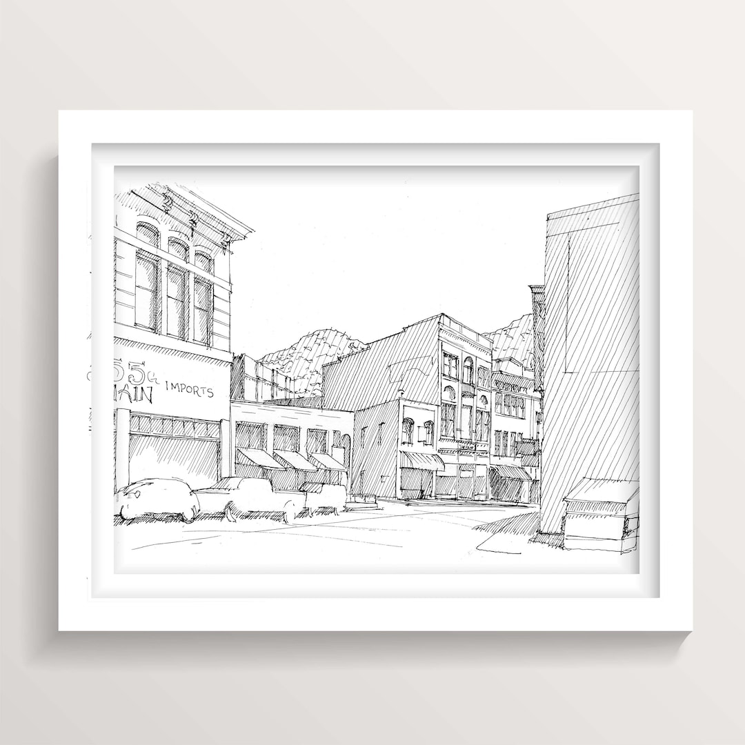 MAIN STREET BISBEE - Tombstone Canyon Arizona, Pen and Ink Drawing ...