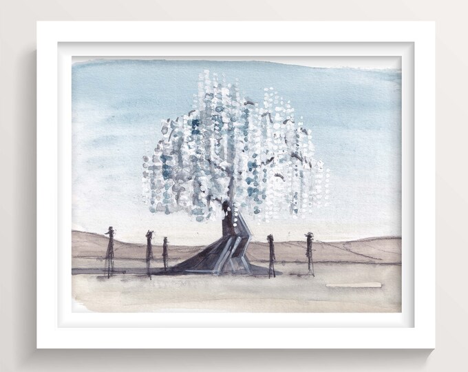 BLACK ROCK CITY 2023 - Elder Mother Tree, led tree, Playa Art, Ink and Watercolor Painting, Drawn There