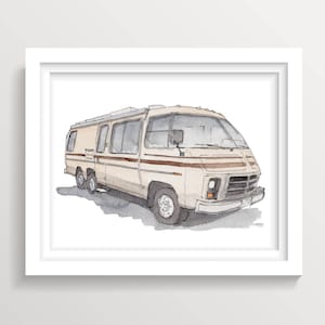 VINTAGE GMC RV - Recreational Vehicle, Vanlife, Camper, Roadtrip, Camping, Drawing, Painting, Watercolor, Sketchbook, Art, Drawn There
