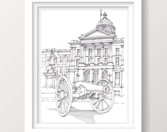 COLORADO CAPITOL BUILDING, Denver, Colorado - Drawing, Pen and Ink, Sketchbook, Classical Architecture, Cannon, Art, Drawn There