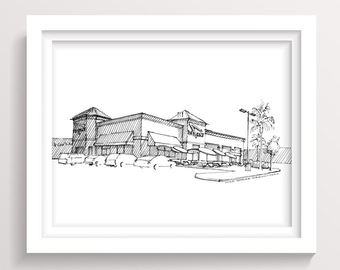 IN-N-OUT BURGER - Fast Food, Hamburger, Classic, California, Drawing, Art, Burger, Restaurant, Architecture, West Coast, Palm Trees