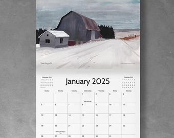 2025 DRAWN THERE CALENDAR - 11x17 Wall Calendar featuring 12 paintings from the past year - Perfect Holiday Gift
