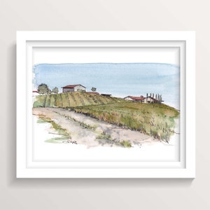 TEMECULA CALIFORNIA WINERY - Avensole, Vineyard, Italianate Architecture, Plein Air Landscape Wine Country Painting, Art Print, Drawn There