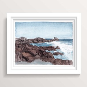 CABO SAN LUCAS, Mexico - Rocky Beach Coastline, Waves, Plein Air Watercolor Painting, Travel Sketchbook Art, Drawing, Drawn There